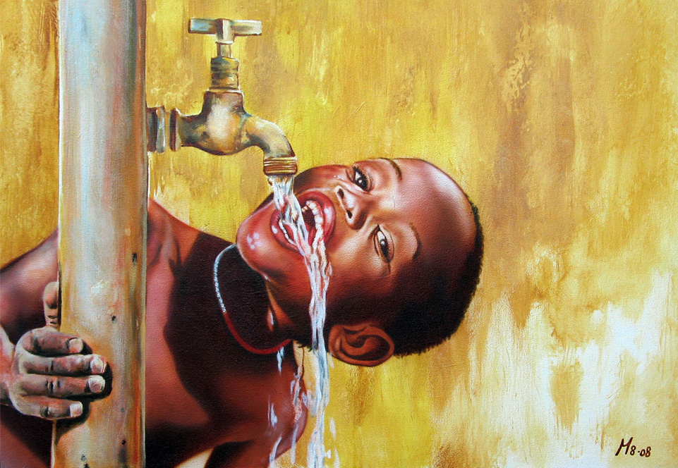 Portret schilderij Afrikaanse jongen